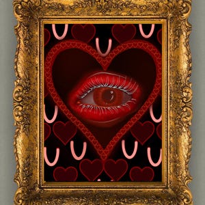 Lámina artística sin marco con forma de corazón y ojo para San Valentín