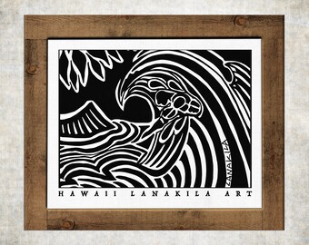 Body Surf Poster by Hawaiian Artist Lanakila 808 HLA