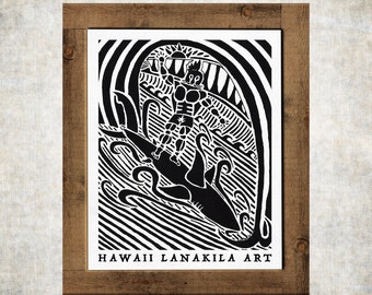 He Kane, He Mano, The Man, The Shark Poster by Artist Lanakila, 808 HLA LLC