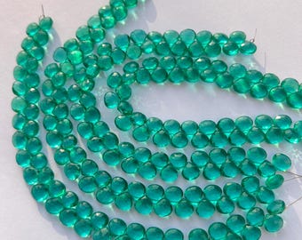 エメラルドグリーンクォーツ 8インチストランドファセットサイドドリル