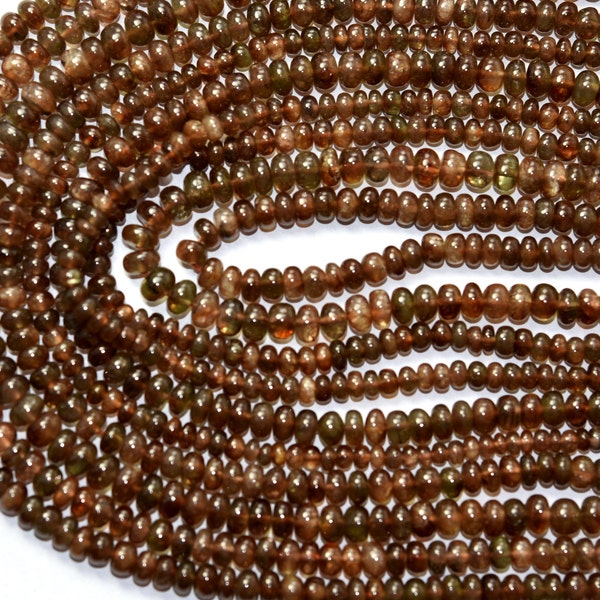 14 Inches Strand, AAA+ Super Quality, Gemstone, Natural Andalusite, Smooth, Rondelle Shape, Fancy, Center Drilled, Beads Strands