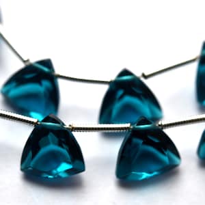 Gorgeous Quality, Peacock Green Hydro Quartz Faceted Trillion Beads, Size-10.00mm Variations Listing.