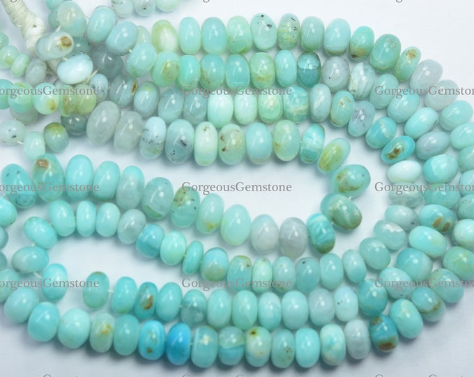 8 Inch Strand Natural Peruvian Opal Smooth Rondelle Shape Beads Size-9 ...