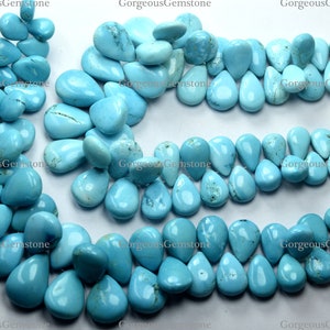 Chalk Turquoise Pear Beads: 7 Inch Strand (10-19mm)
