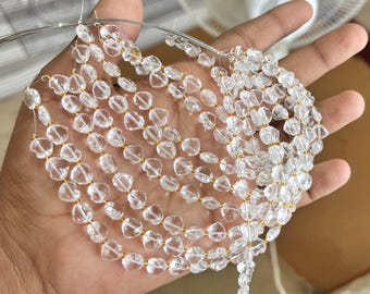 Natural Rock Crystal 8 Inch Strand Faceted Fancy Heart Shape Beads Size-8mm