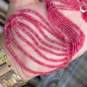 Natural Red Spinel Faceted Rondelle Shape Beads Size-2-4.5mm