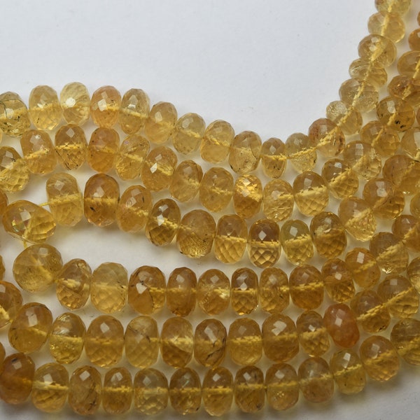 7.5 Inches Strands, Gorgeous Quality, Natural Citrine, Gemstone, Center Drilled, Faceted, Fancy Rondelle Shape, Beads, Size-5.00-10.00mm,
