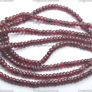 6 Inches Strand Super Quality Natural Red Spinel Smooth Rondelle Shape Beads Size-3.50-4.50mm