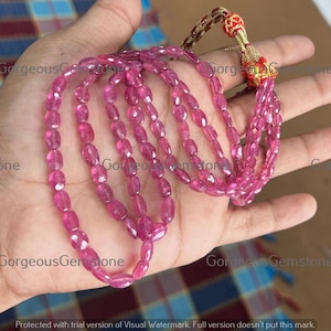 8 Inches Strand Natural Pink Sapphire Faceted Oval Shape Beads Size-6-11.5mm