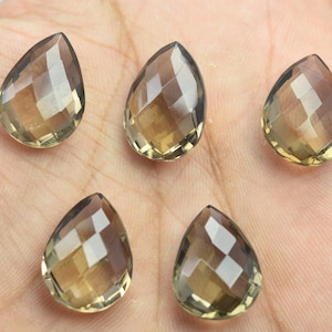 Faceted Pear Smoky Quartz: Matched Pair Gemstone Beads