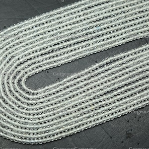 White Zircon Faceted Rondelle Beads - 12 Inch Strand (2.60mm)