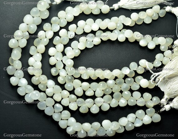 New 8mm Faceted Sri Lanka Moonstone Round Gemstone Beads Necklace 35