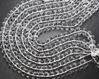 Collier De Perles En Cristal De Roche Naturelle à Facettes – 12 Pouces – Fait Main