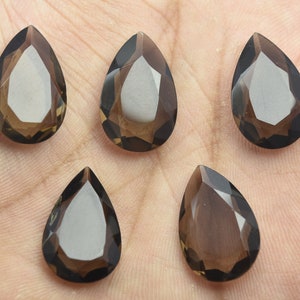 Faceted Pear Shape Smoky Quartz: Jewelry Making Stones (13x20mm)