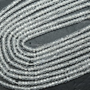 White Zircon Faceted Rondelle Beads - 3.00mm, 13 Inch Strand