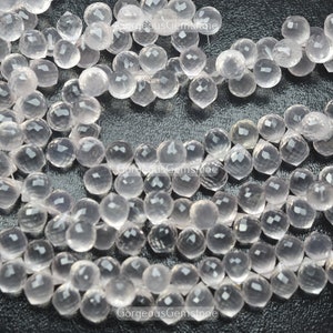 Faceted Rose Quartz Beads: 9-11mm Onion Shape, 4 Inch Strand