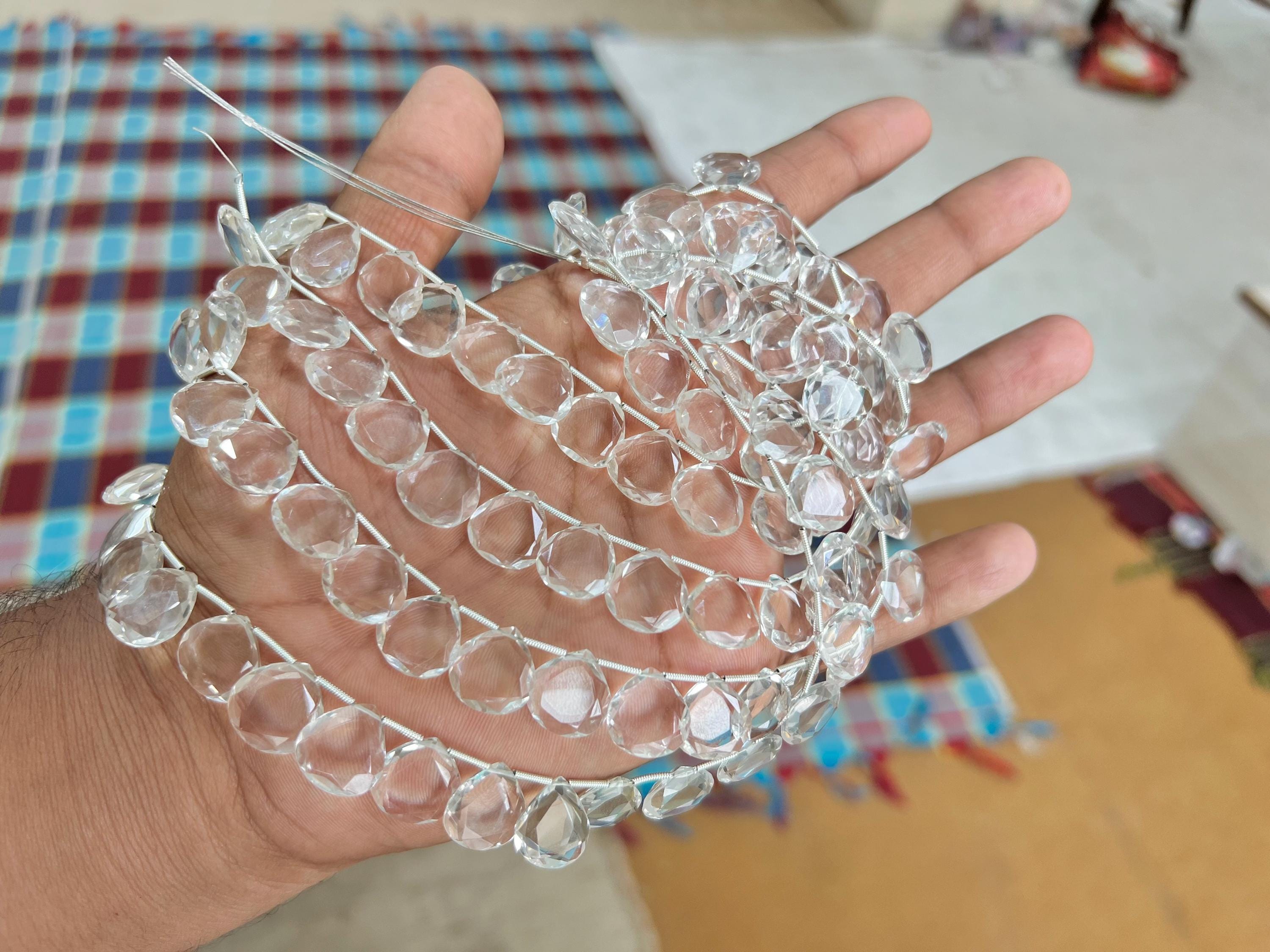 天然ロッククリスタルファセットカットストーンハートシェイプビーズ