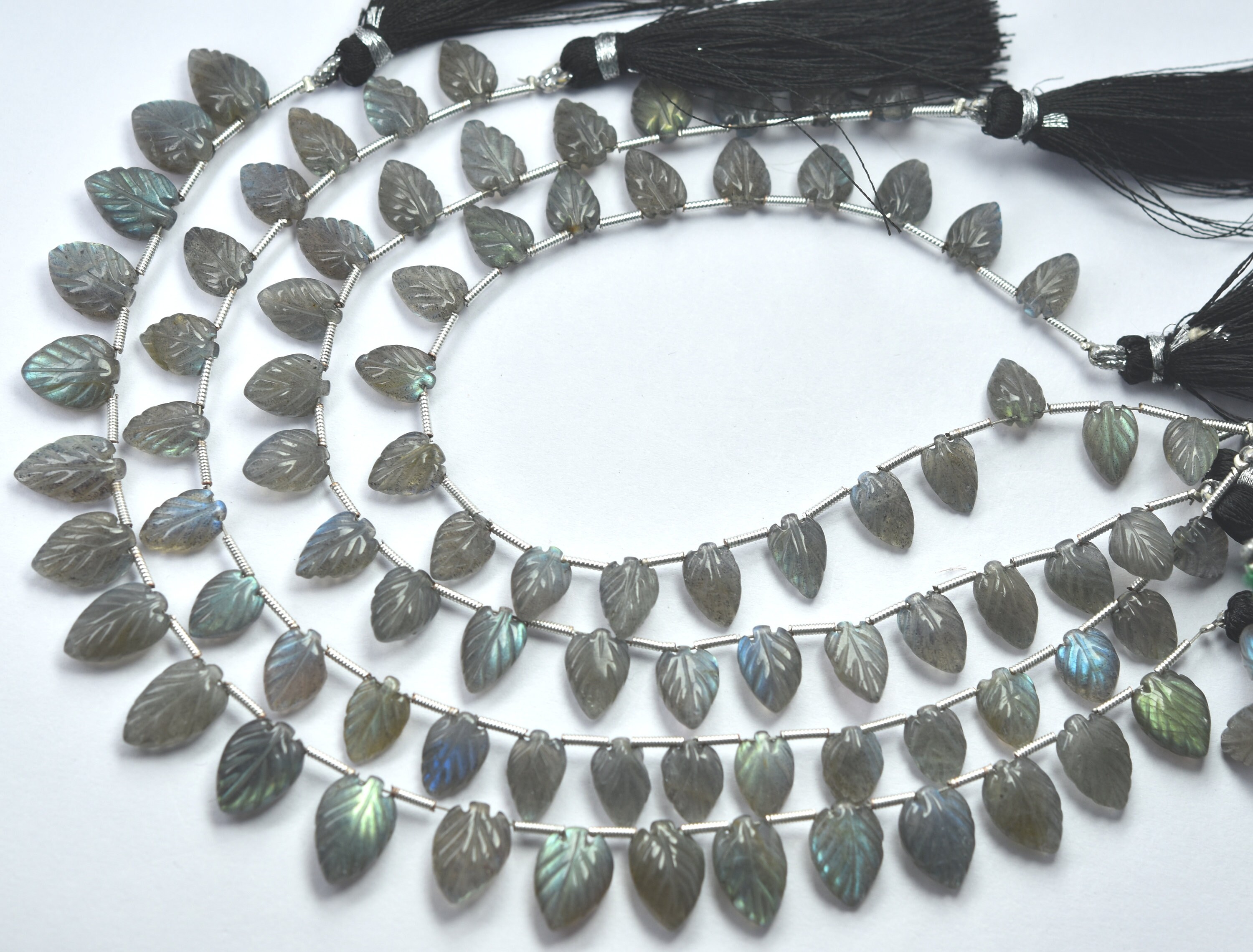 天然ラブラドライト彫刻リーフビーズ（22個、11～12 mm） - Etsy 日本