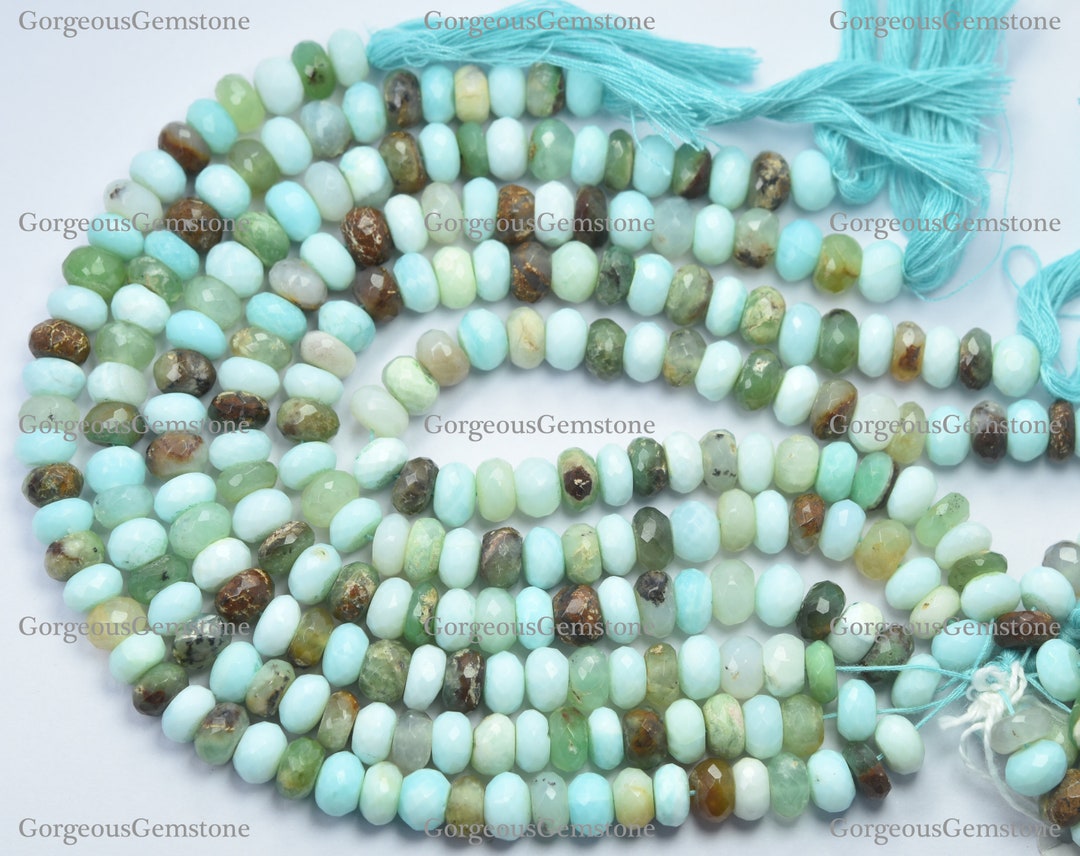 8 Inch Strand Natural Peruvian Opal Faceted Rondelle Shape Beads Size-8 ...