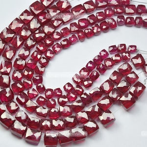Perline sfaccettate in quarzo corindone rosa - filo da 7 pollici