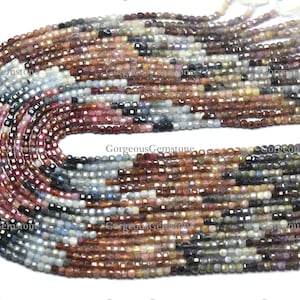 12 Inches Strand Natural Multi Sapphire Faceted Box Shape Beads, Size-2.70mm