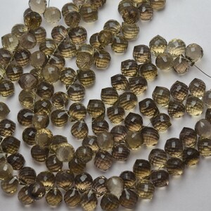 Faceted Smoky Quartz Beads: 7 Inches Strand, Fancy Drops (7.00x10.00mm)