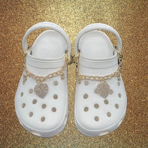 Crocs Chain Charm with Lovely Bling Gold Heart Chains for suitable Crocs.