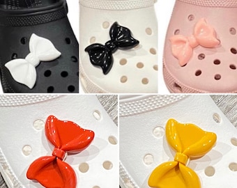 Lovely Ribbons ( Red, Mustard, Pink, Black, White ) with Heart Chain Shoe Decoration Set / Charms for your Crocs