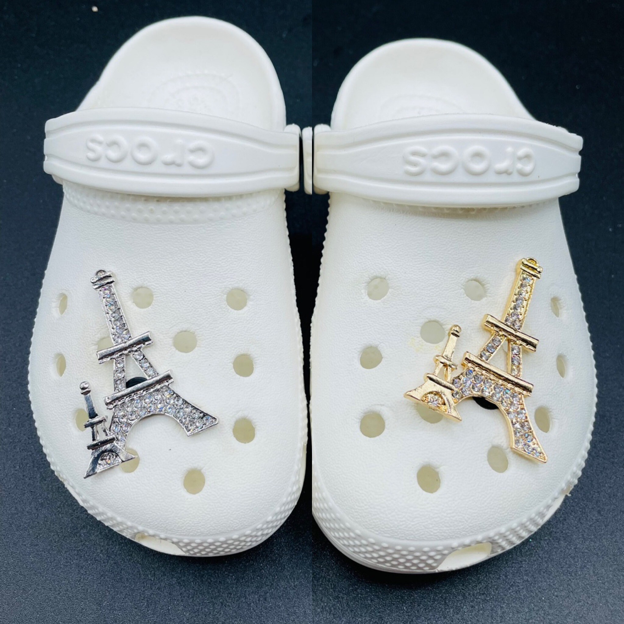 Buy Croc Charms Gold & Silver Double Eiffel Tower Rhinestone for Online in  India 