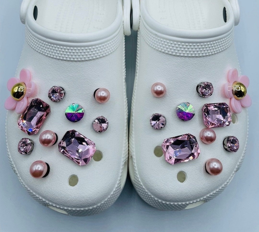 Croc Charms Pink Diamonds Lady Set. Charms for Your Crocs, Croc