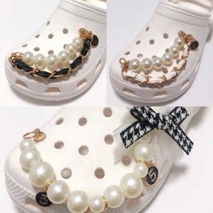 Croc Chain Charms. High Quality Luxury Pearl Chain Charms for your Crocs, Crocs Chain Accessories for Girls and Adult Women.