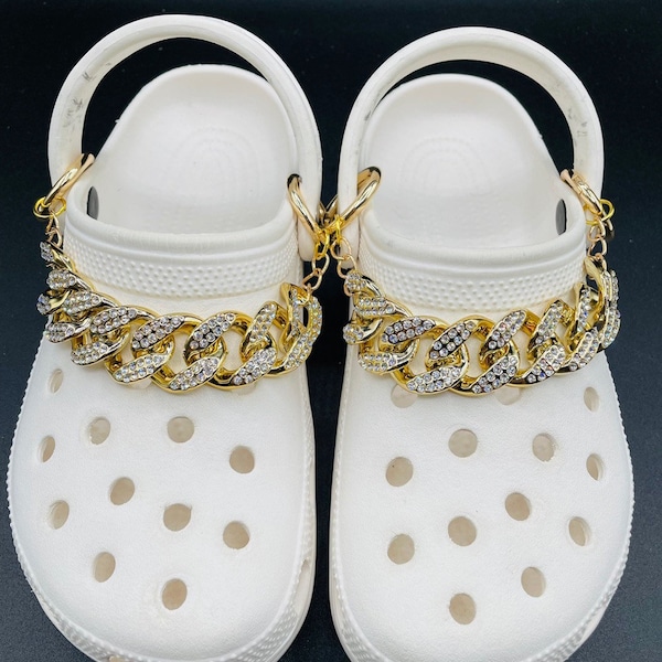 Crocs Bling Gold Rhinestone Chain Charms. Limited Style Chain Charms for Crocs