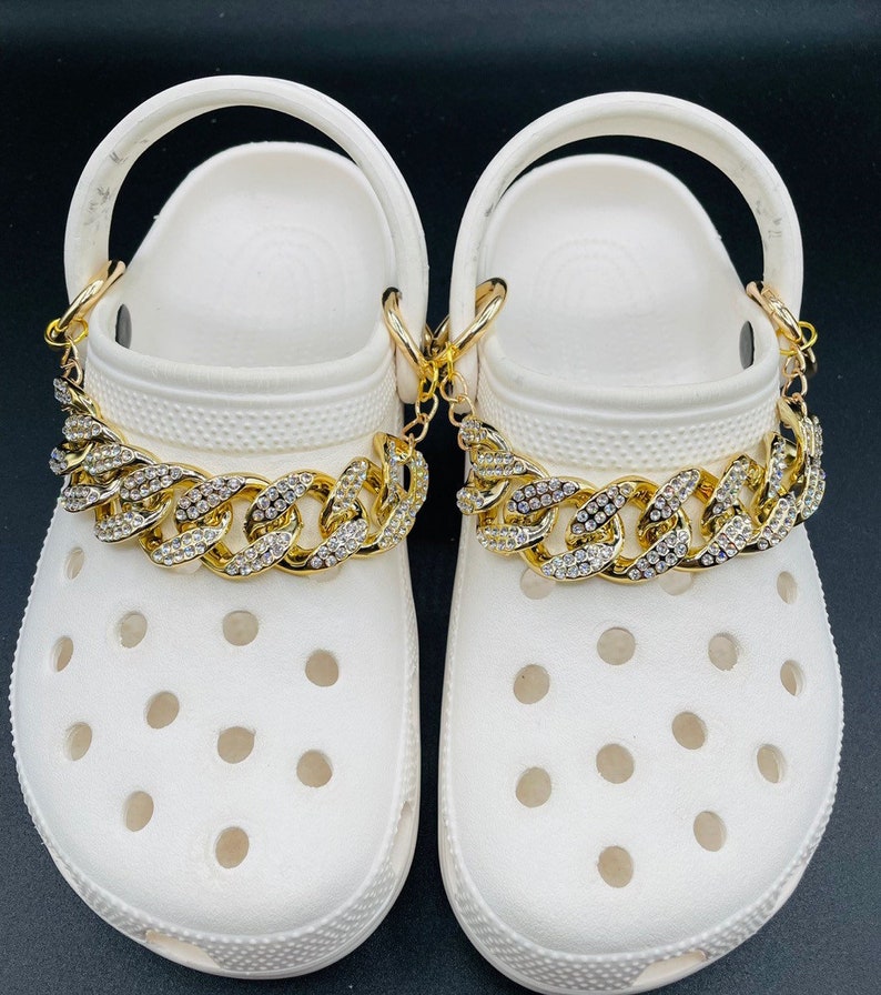 gold chain crocs