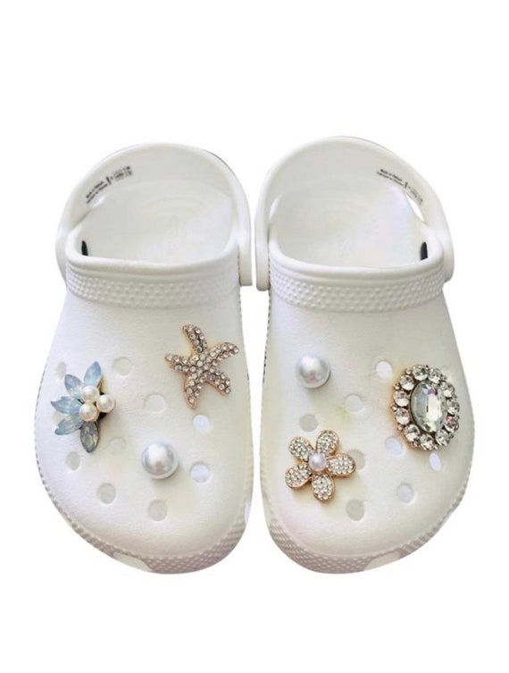 New Luxury Rhinestone Pearl Croc Charms Designer DIY Gem Shoes Decaration  Charm for Croc Clogs Kids Women Girls Gifts