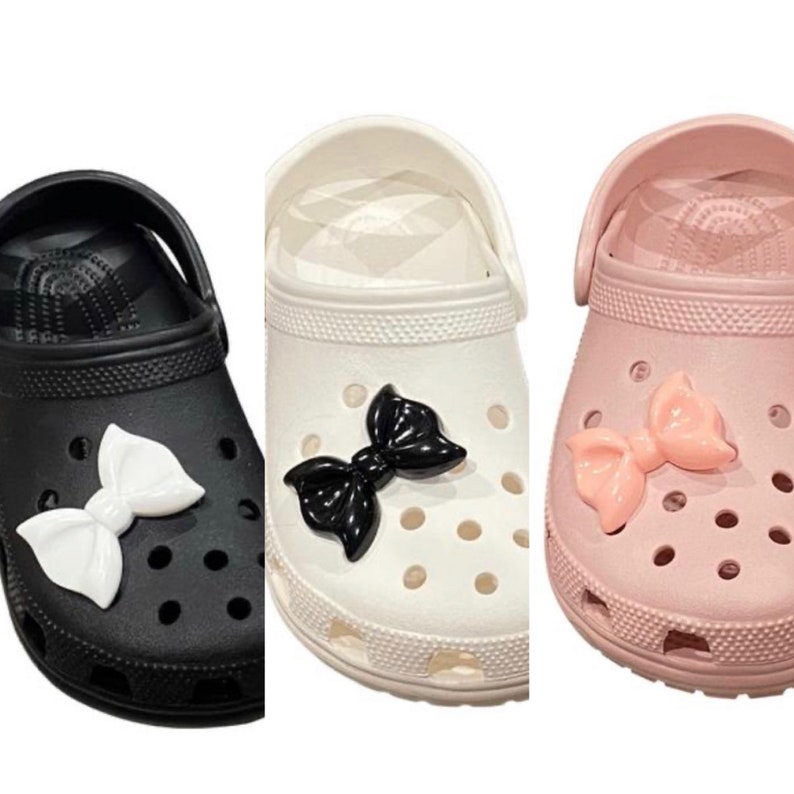with Heart Chain Shoe Decoration Set Crocs Charms Best Gift Pink, Black, White Lovely Ribbons