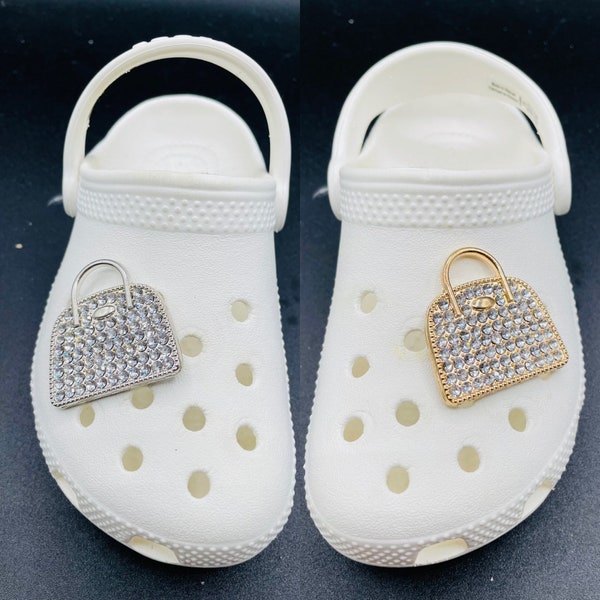 Crocs High Quality Rhinestone Lovely Bling Luxury Bag Gold and Silver Set. Charms for Crocs.