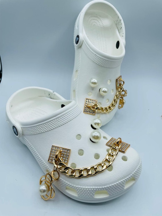 Shoe Charms. Luxury Gold Chain With Pearl Set - Etsy