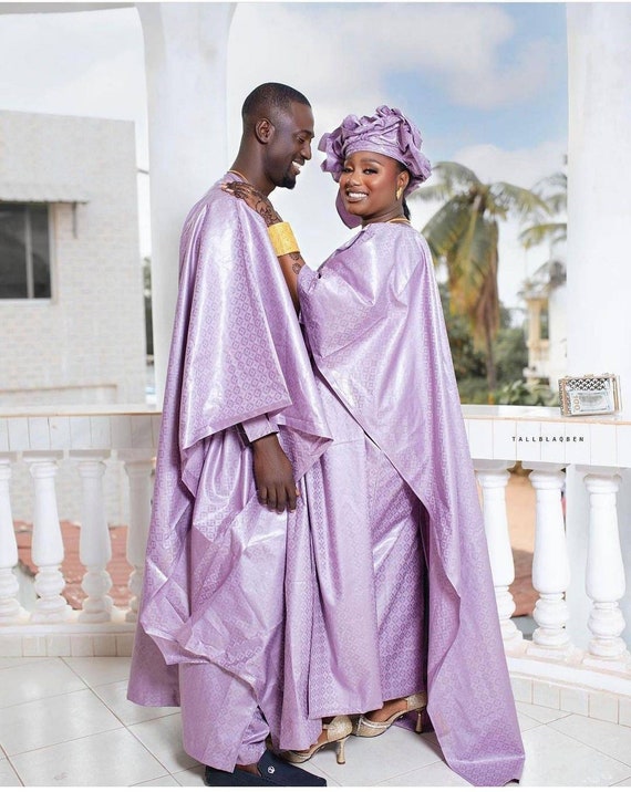 BAZIN RICHE COUPLE Outfit, Supreme Getzner, Bazin Outfit, Bazin Brocade,  Bazin Dress, African Clothing for Couple, African Fabric 