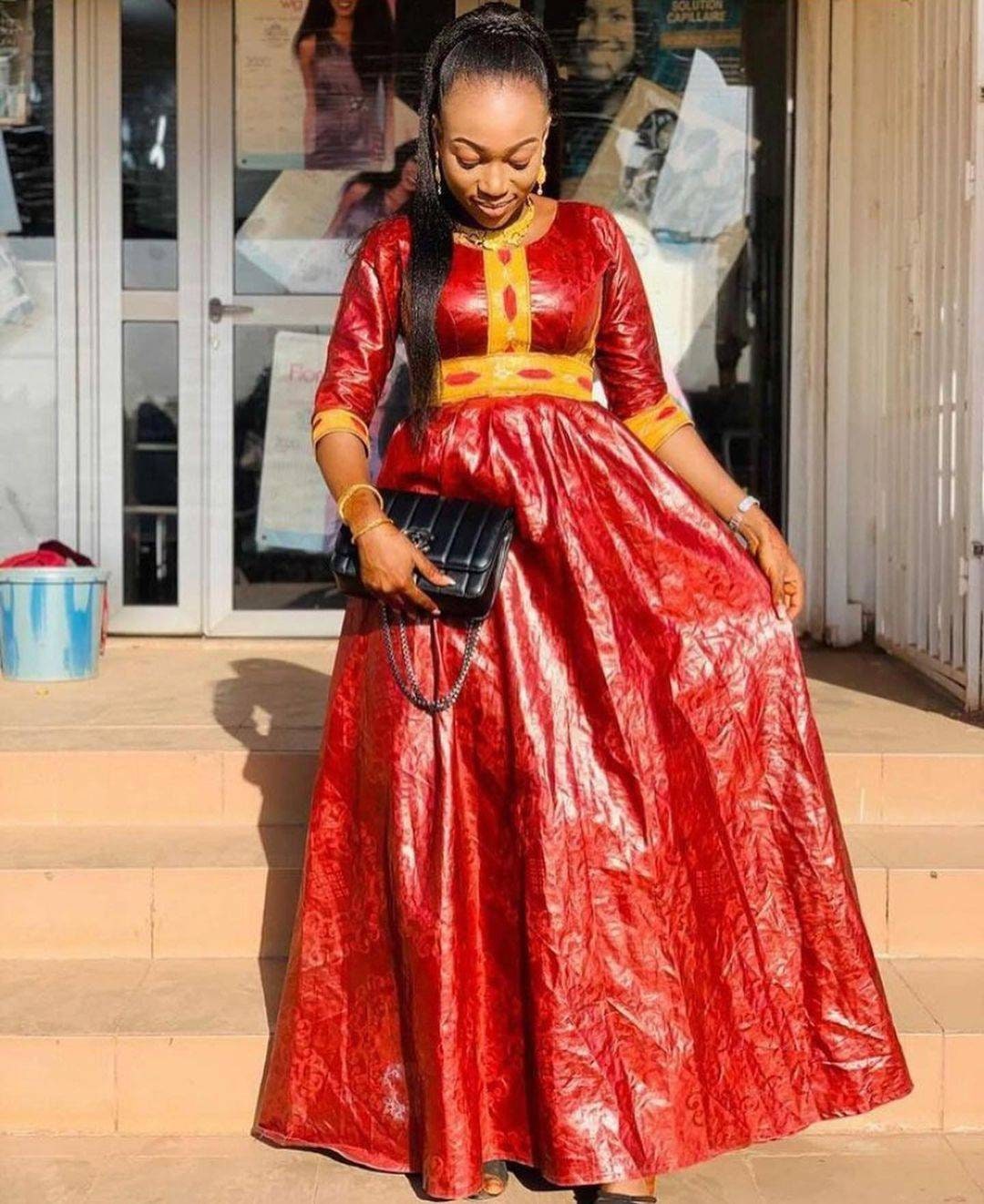 PREMIUM GETZNER MAGNUM Gold African Dress Bazin Brocade Bazin