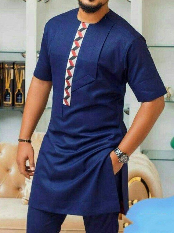 Gbola African men shirt and matching pant 2 pieces wedding suit Men wedding suit African wedding suit