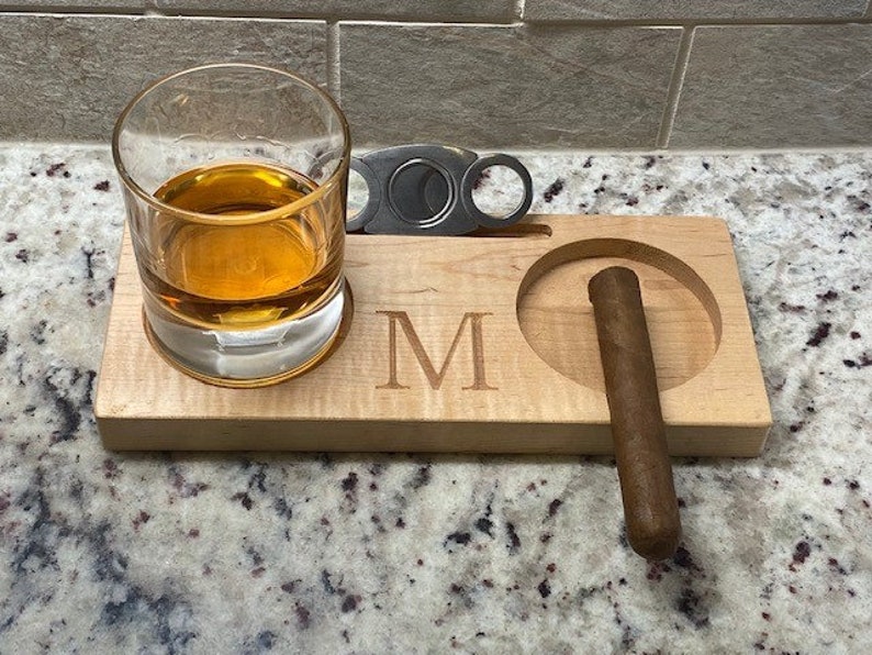 Cigar Ashtray and Coaster Maple | Engraved