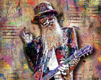 Billy Gibbons Print, Billy Gibbons Artwork, Billy Gibbons Tribute Art, Billy Gibbons Poster for ZZ Top Fans