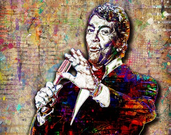 Dean Martin Print, Dean Martin Artwork, Dean Martin Tribute Art, Dean Martin Poster for Dean Martin Fans