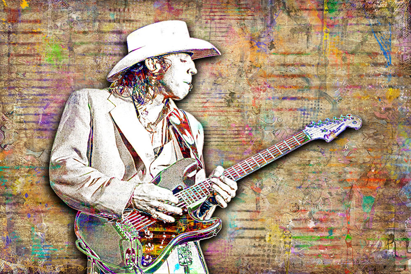 Stevie Ray Vaughn - Custom Pyrography Artwork Wooden Wall Decor main image 1