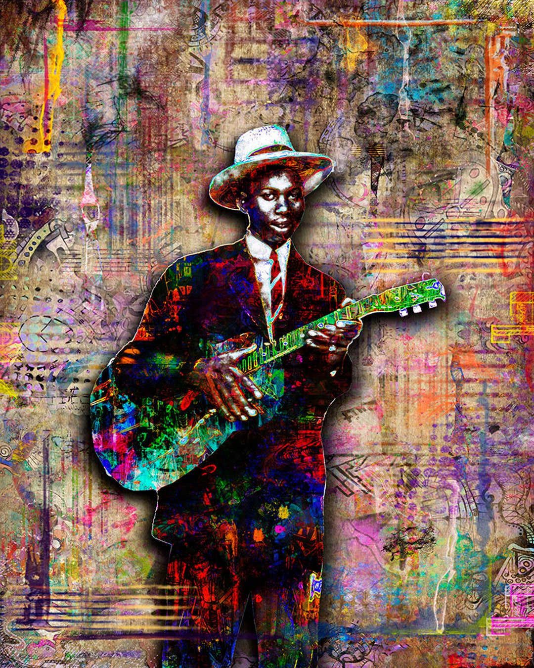 Robert Johnson Print, Robert Johnson Artwork, Robert Johnson Tribute Art, Robert Johnson Poster