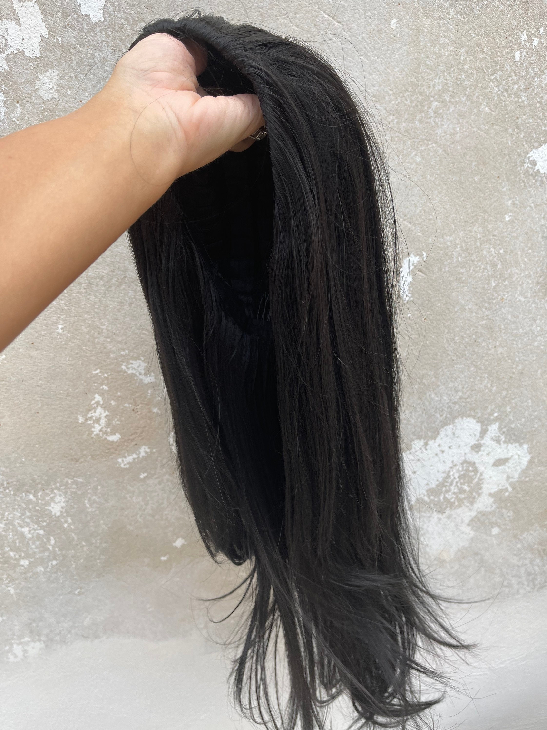 Half wig top jet black