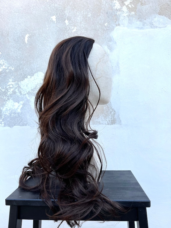 Half Wig Dark Brown Natural Looking Hair Extensions Add Volume Dark Brown Heat Resistant Wigs Highest Quality Synthetic Natural Hair Etsy