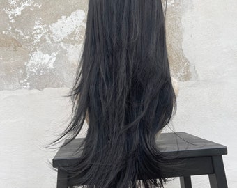 half wig jet black