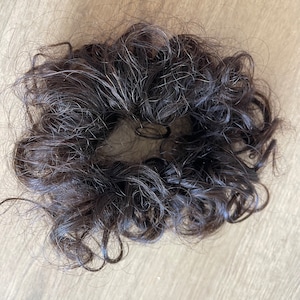 100% human hair - scrunchies with human hair, human hair buns, ponytail extensions - dark brown