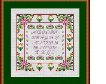 Burgundy Sampler A-Z - Exclusive Cross Stitch Design